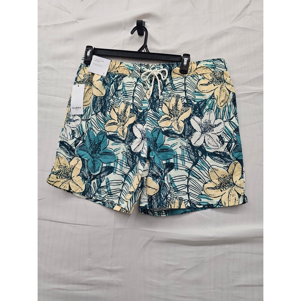 Goodfellow & Co Mens Floral Swim‎ Trunks Green Nylon Casual Size Large
